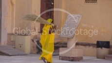 Cleaning lady in Amber Fort